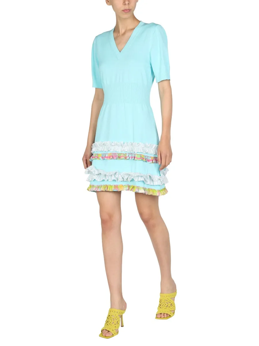 Boutique Moschino V-Neck Ruffled Dress