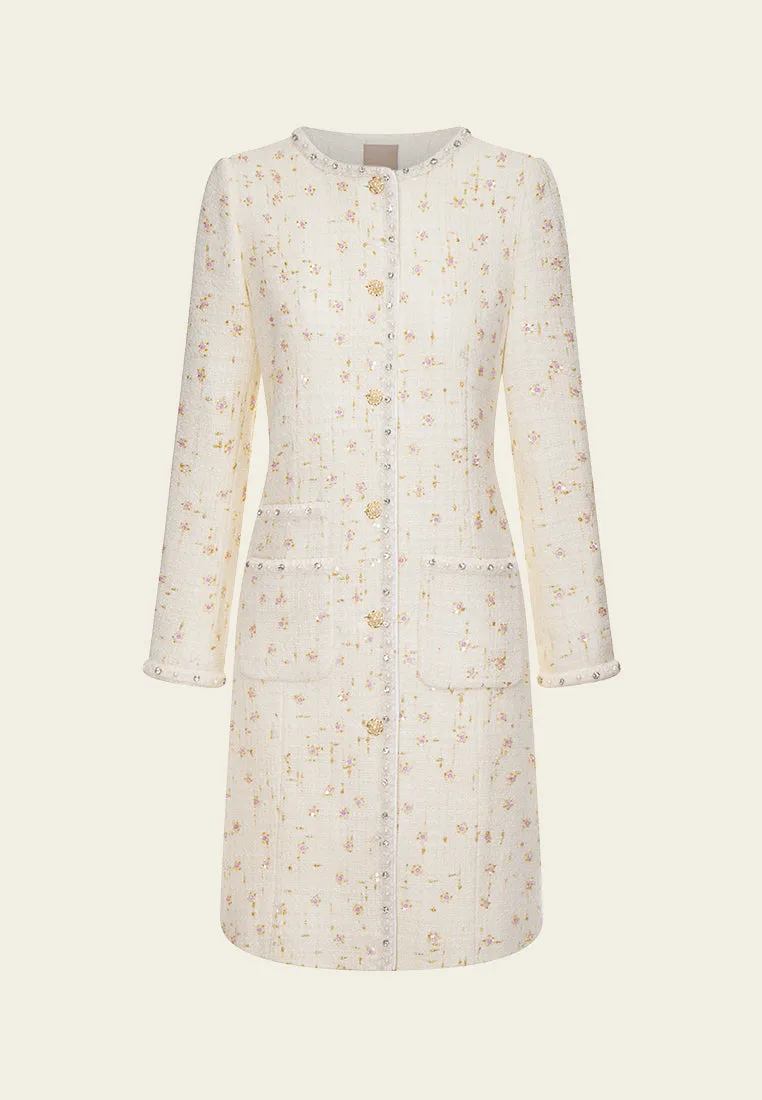 Braided-trim Embellished Lurex Tweed Dress