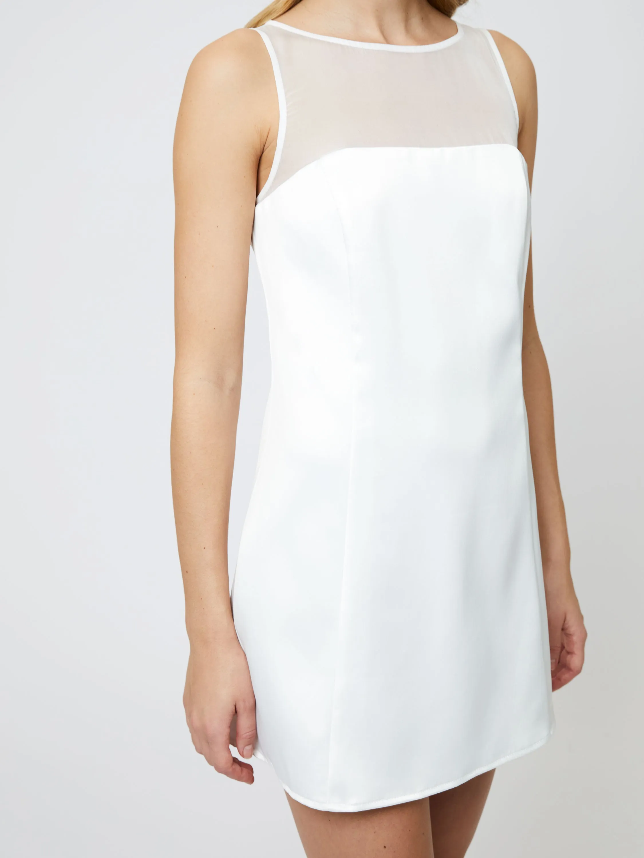 Carey Satin Slash Neck Mini Dress