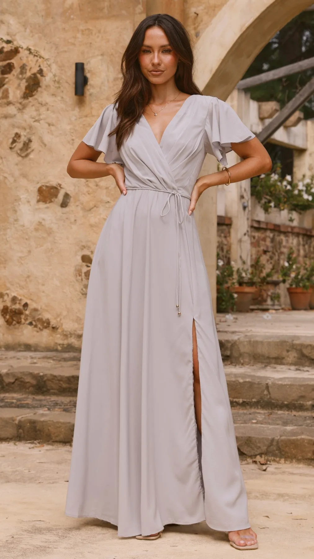 Charlize Maxi Dress - Light Grey