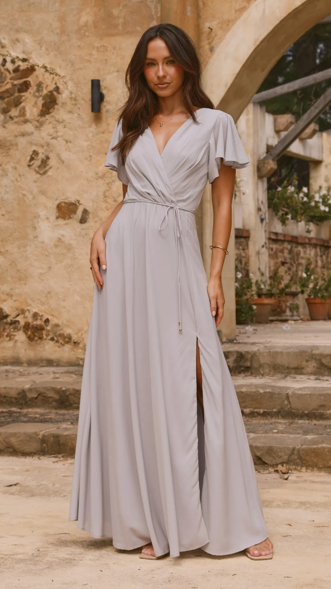 Charlize Maxi Dress - Light Grey