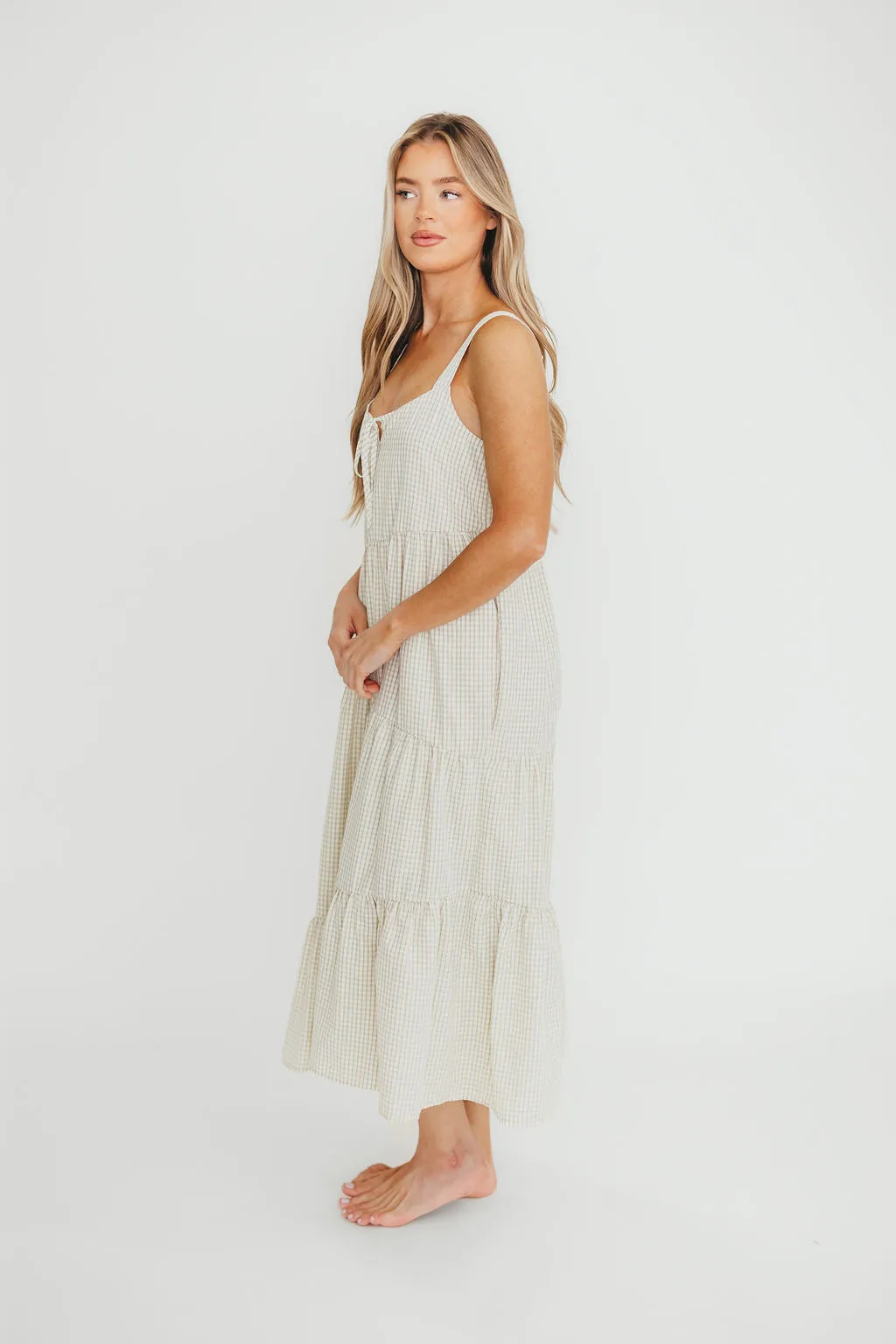 Chesney Midi Dress in Taupe/Cream