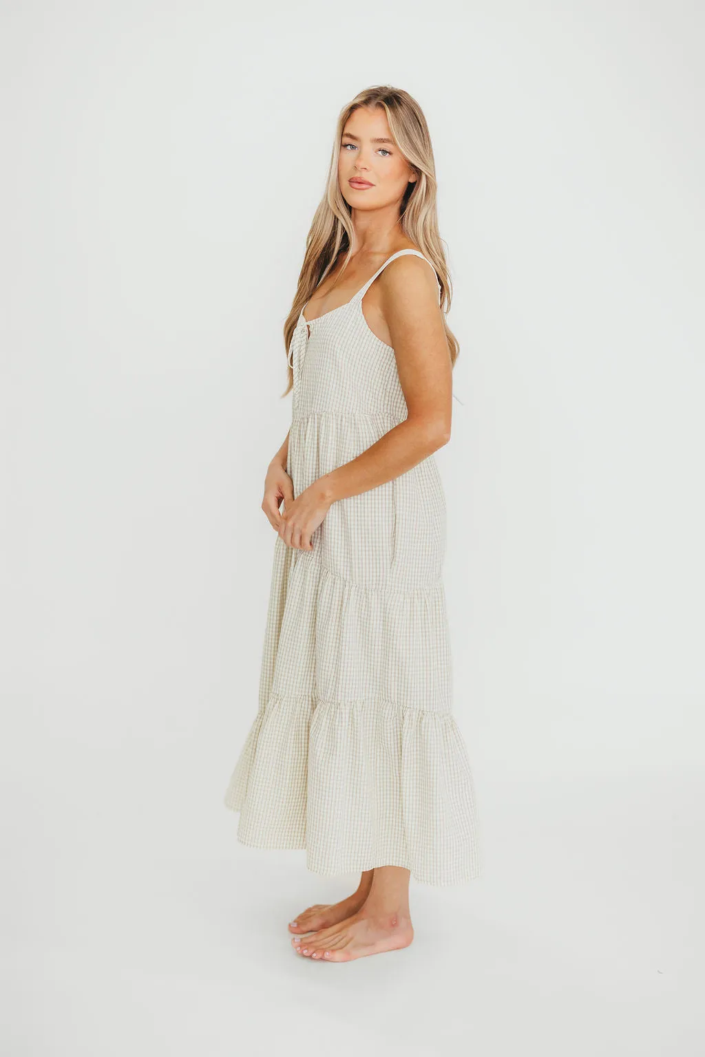 Chesney Midi Dress in Taupe/Cream