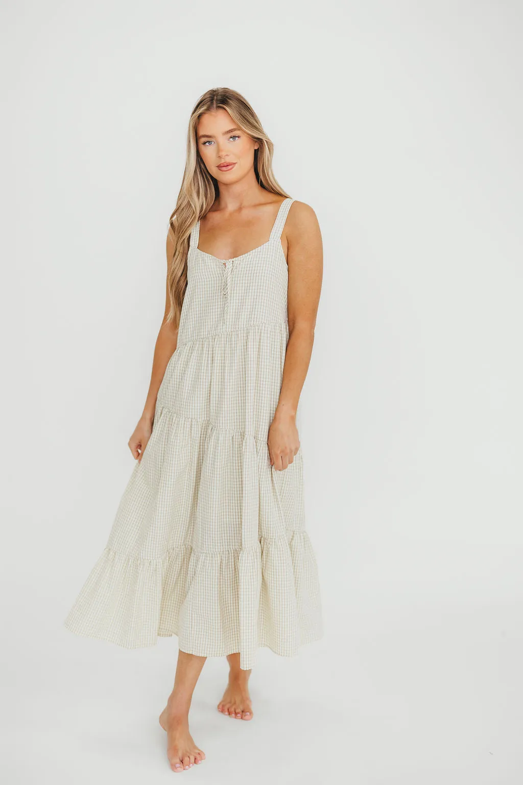 Chesney Midi Dress in Taupe/Cream