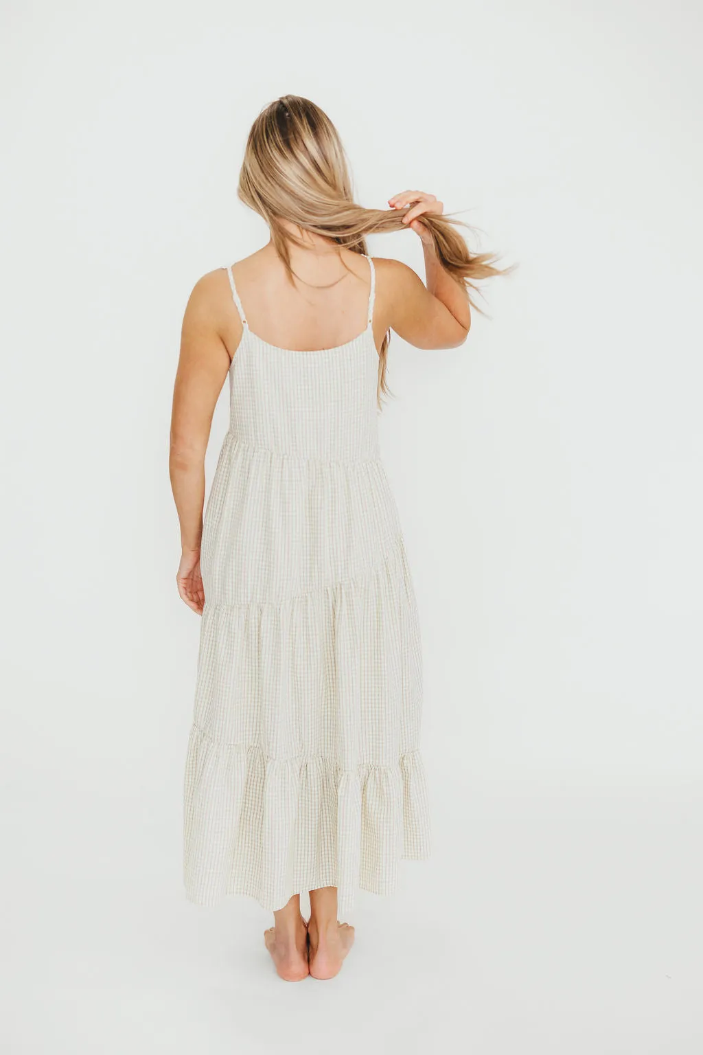 Chesney Midi Dress in Taupe/Cream