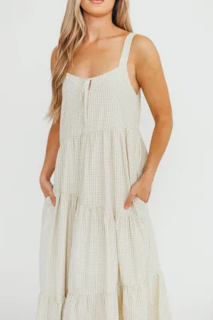 Chesney Midi Dress in Taupe/Cream
