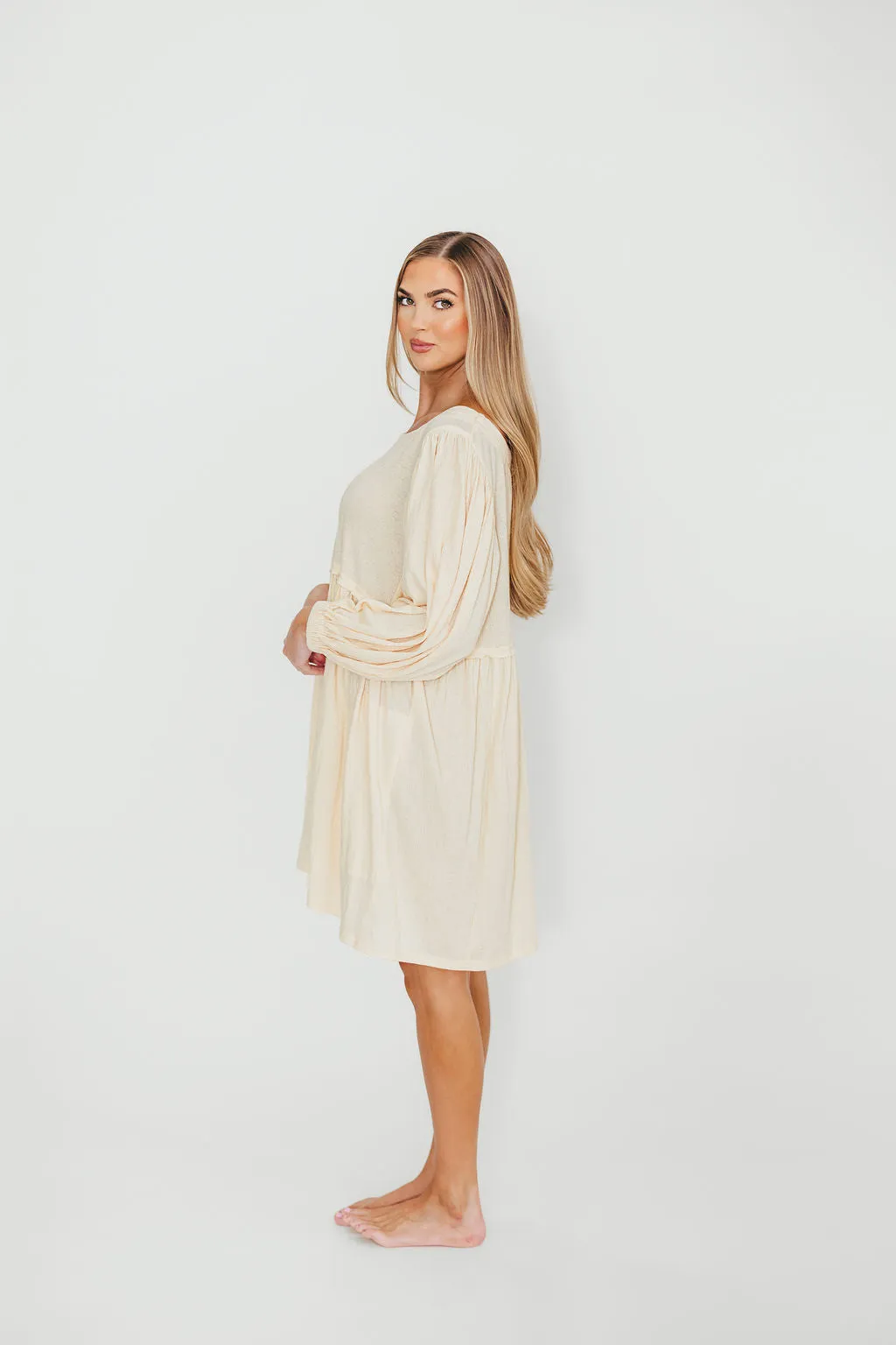 Claudia Dress with Keyhole Back in Cream