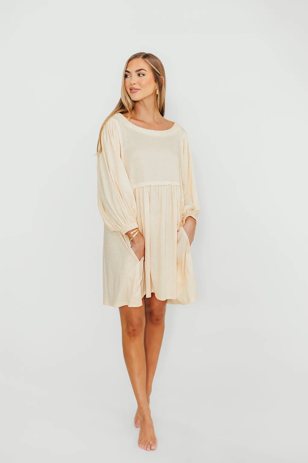 Claudia Dress with Keyhole Back in Cream