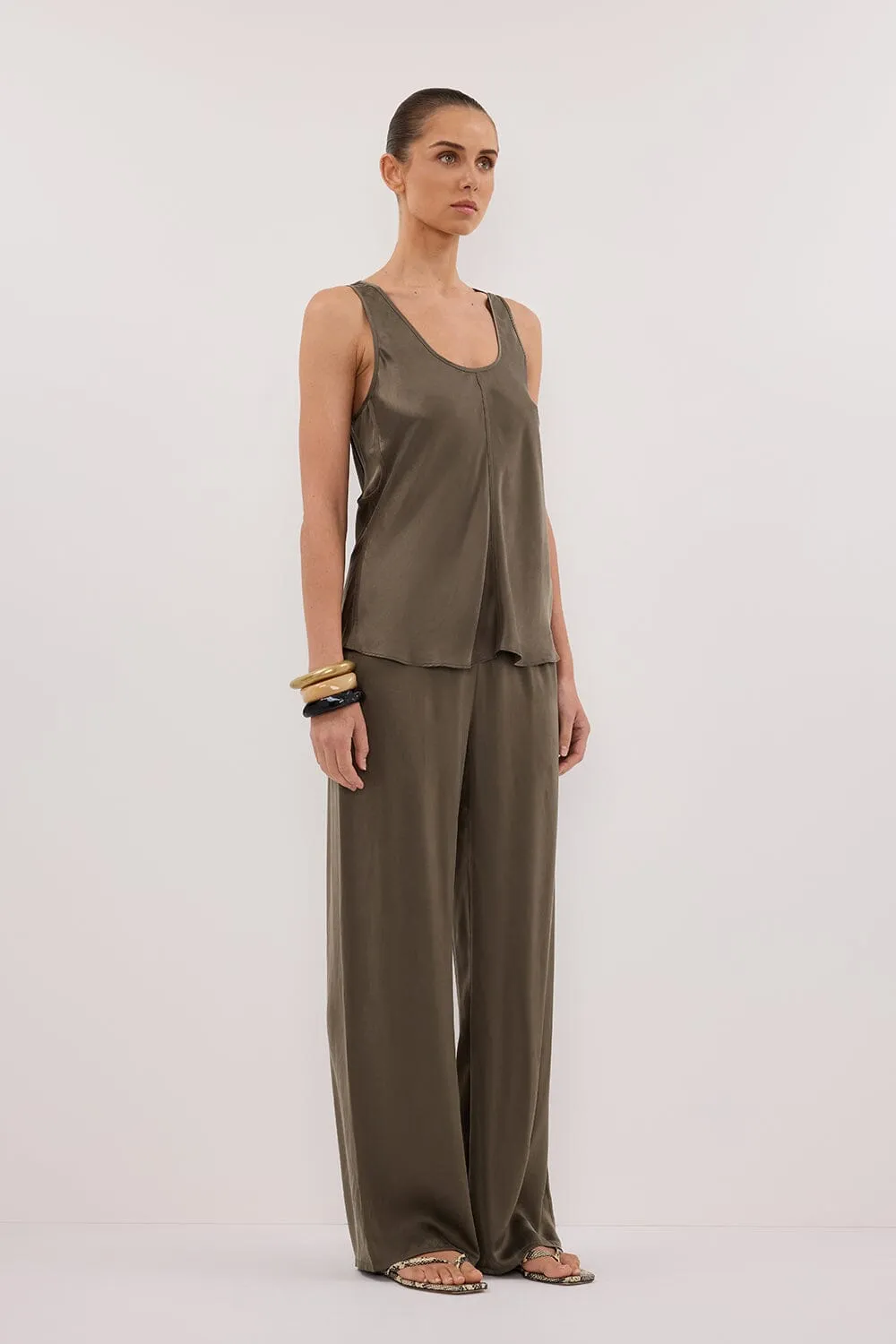 COLETTE OLIVE SILK CAMI TOP