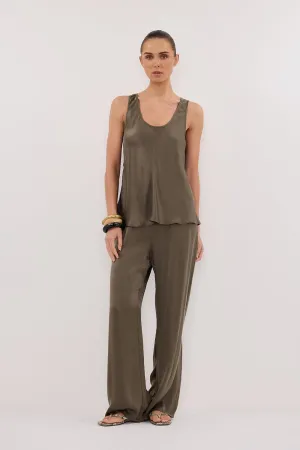 COLETTE OLIVE SILK CAMI TOP