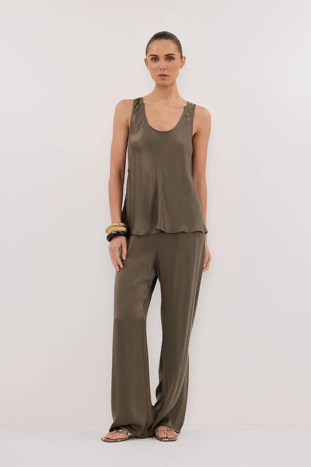COLETTE OLIVE SILK CAMI TOP