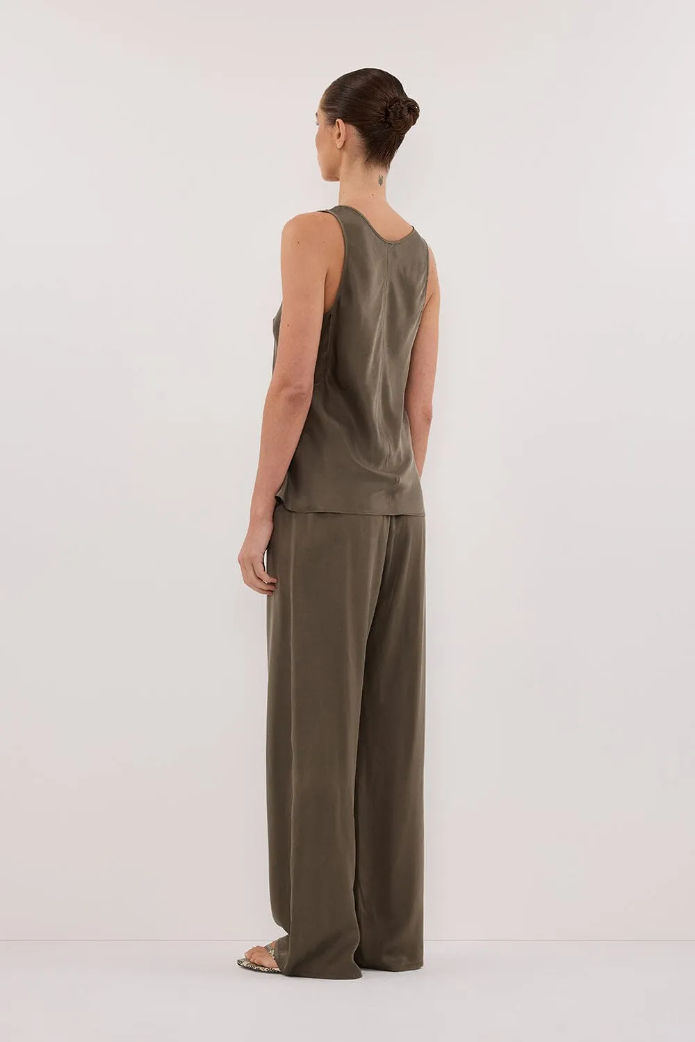 COLETTE OLIVE SILK CAMI TOP