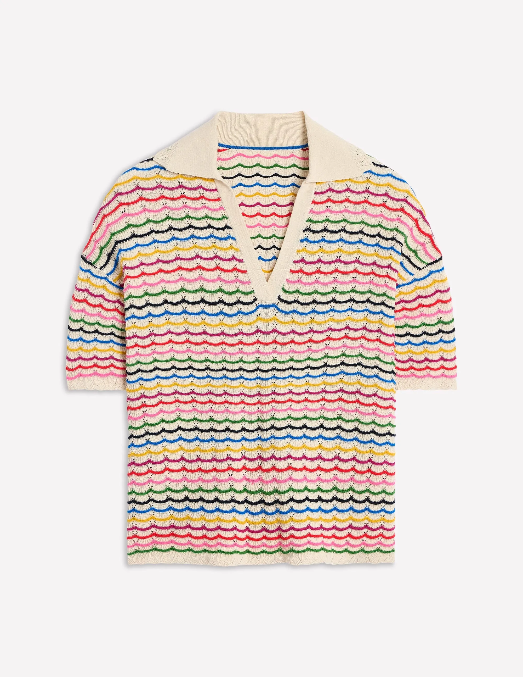 Collared Henley Jumper-Multi. Rainbow