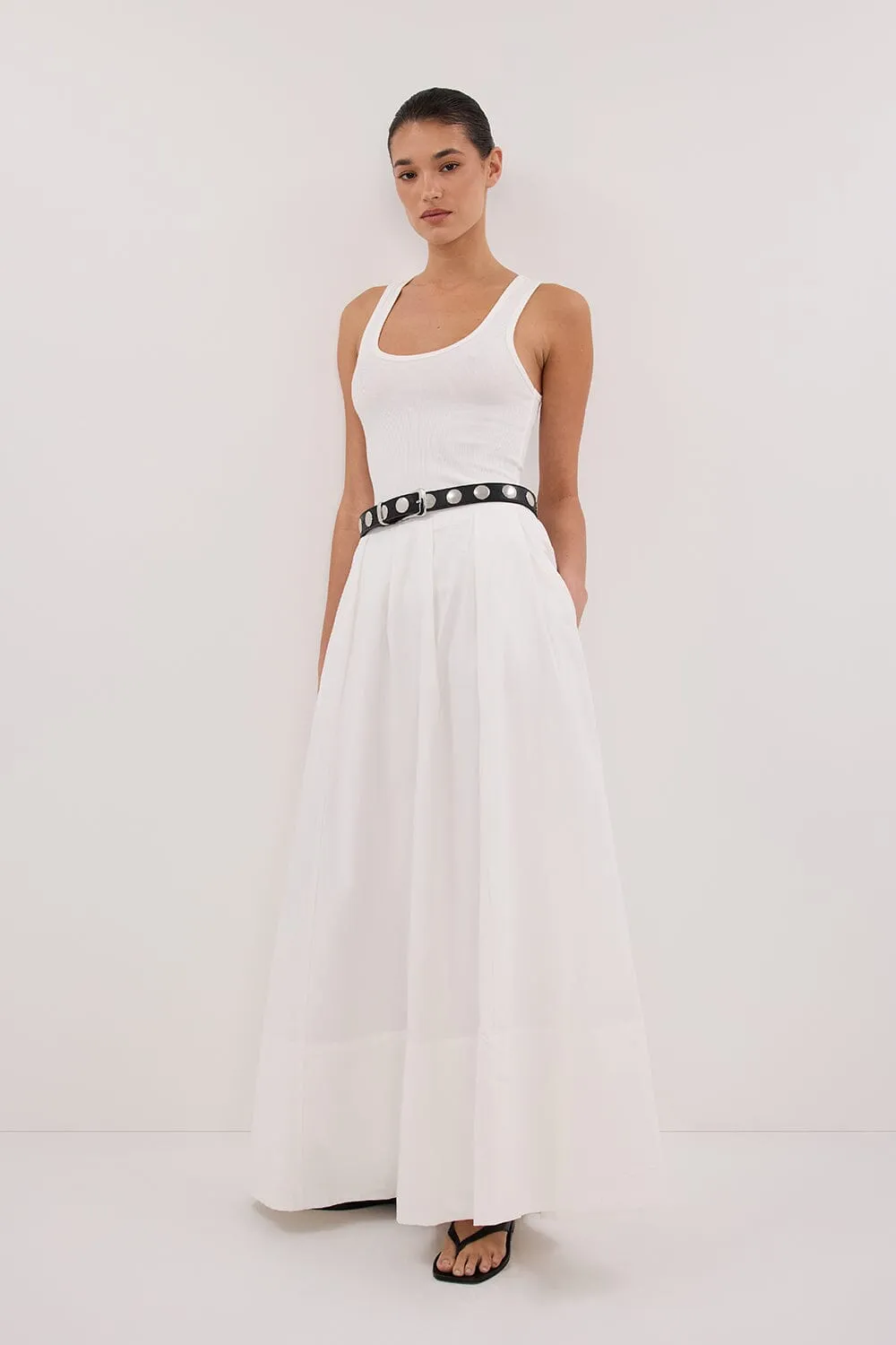 CONAGH WHITE POPLIN MIDI SKIRT