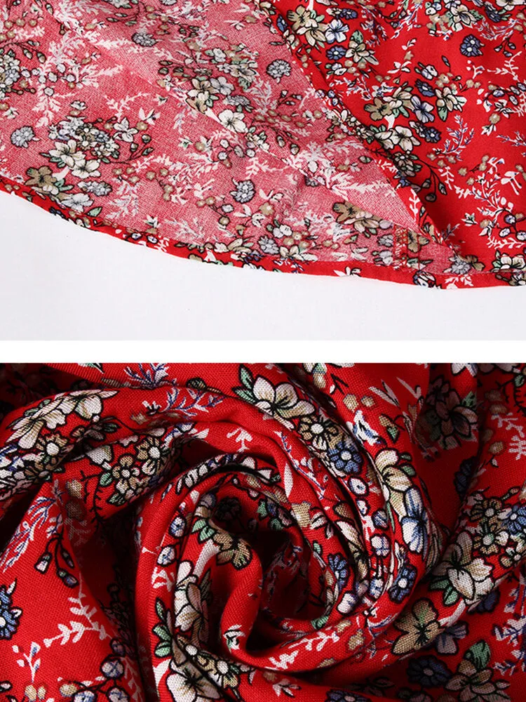Cross Wrap Floral Print Bandage Short Sleeve Women Mini Dress