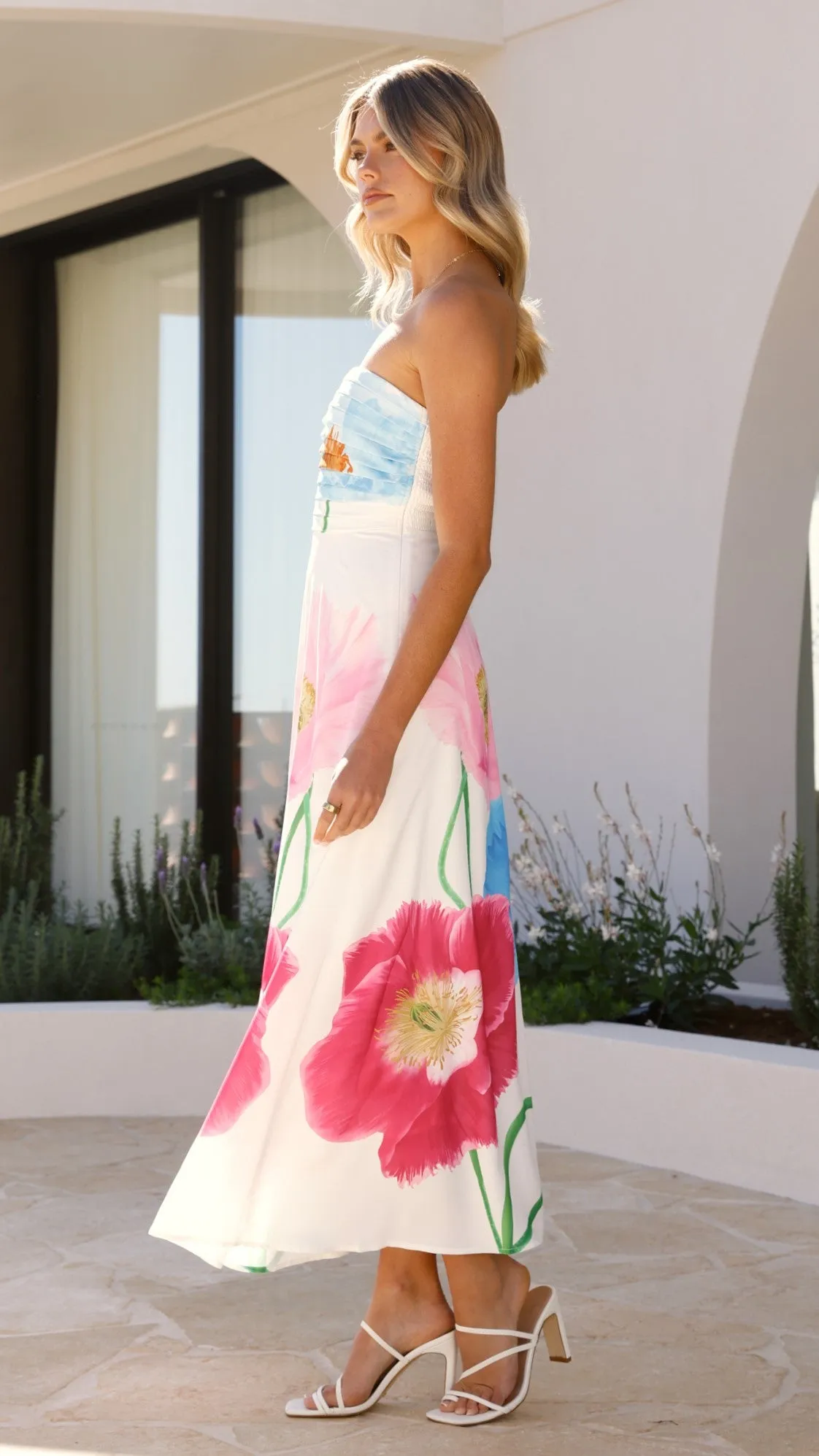 Danika Maxi Dress - White Florals
