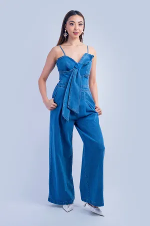 Denim Bow Jumpsuit