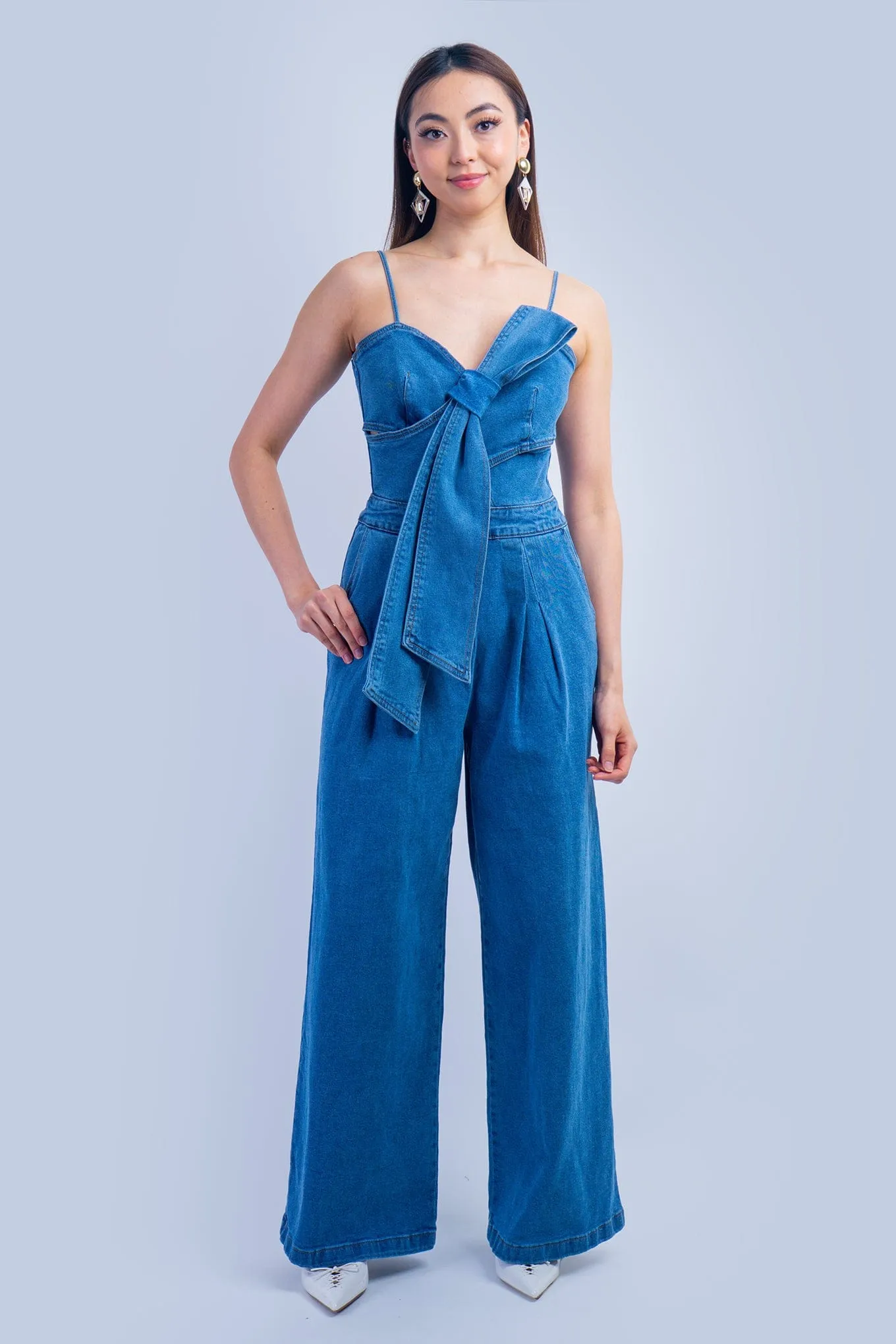 Denim Bow Jumpsuit