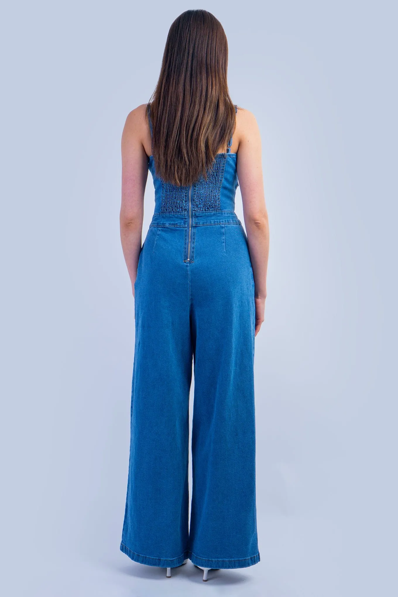 Denim Bow Jumpsuit