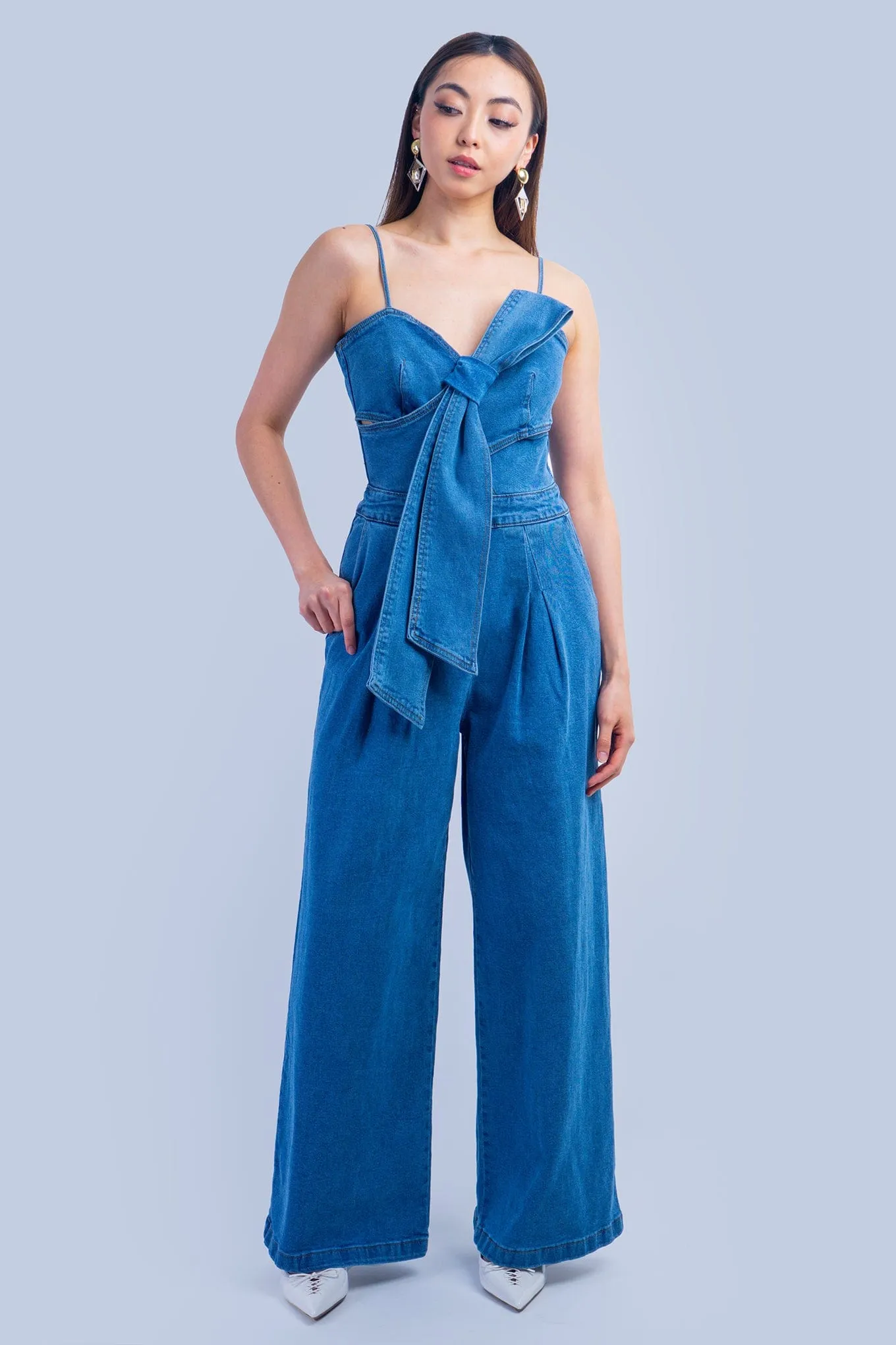 Denim Bow Jumpsuit