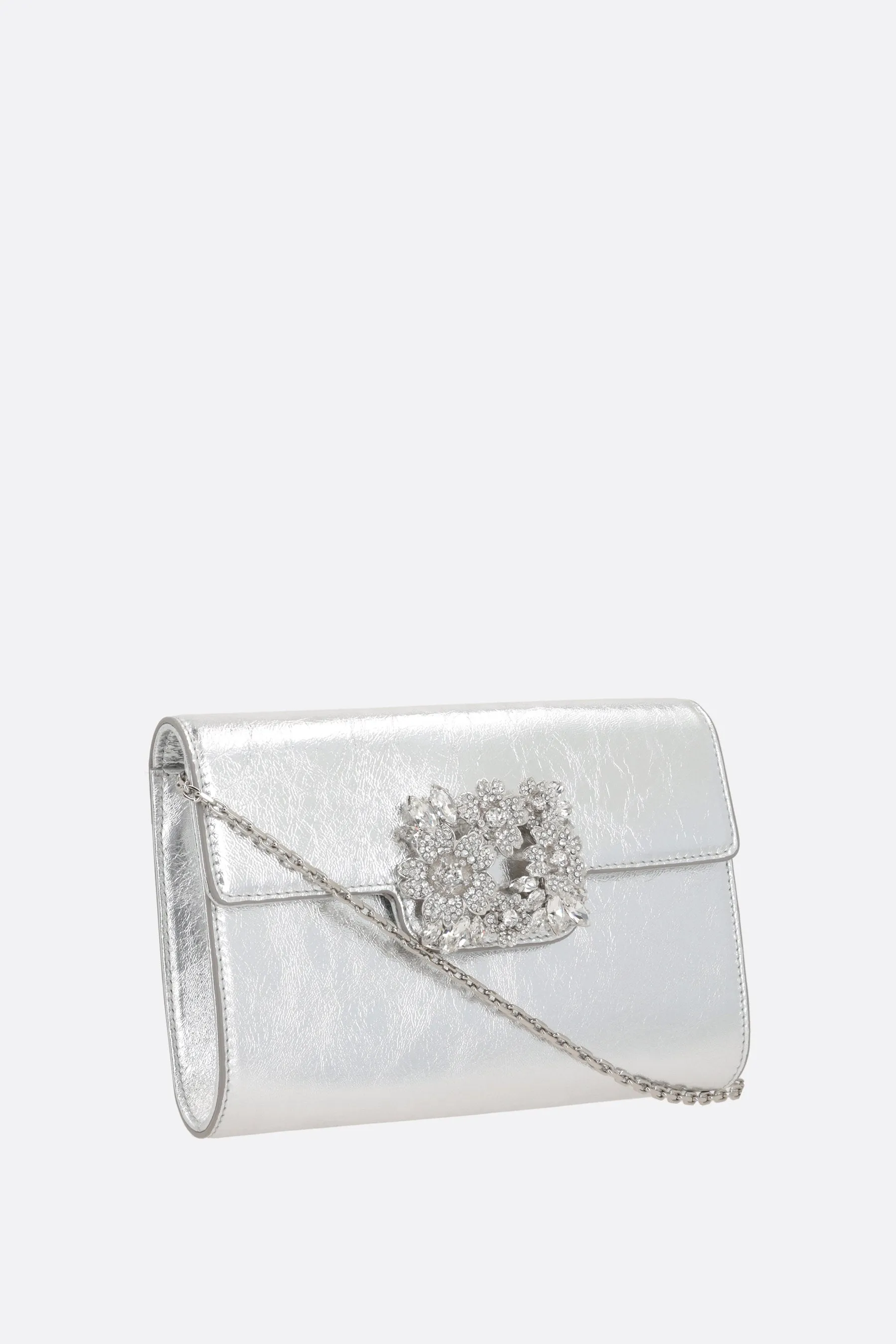 Efflorescence mini clutch in laminated nappa