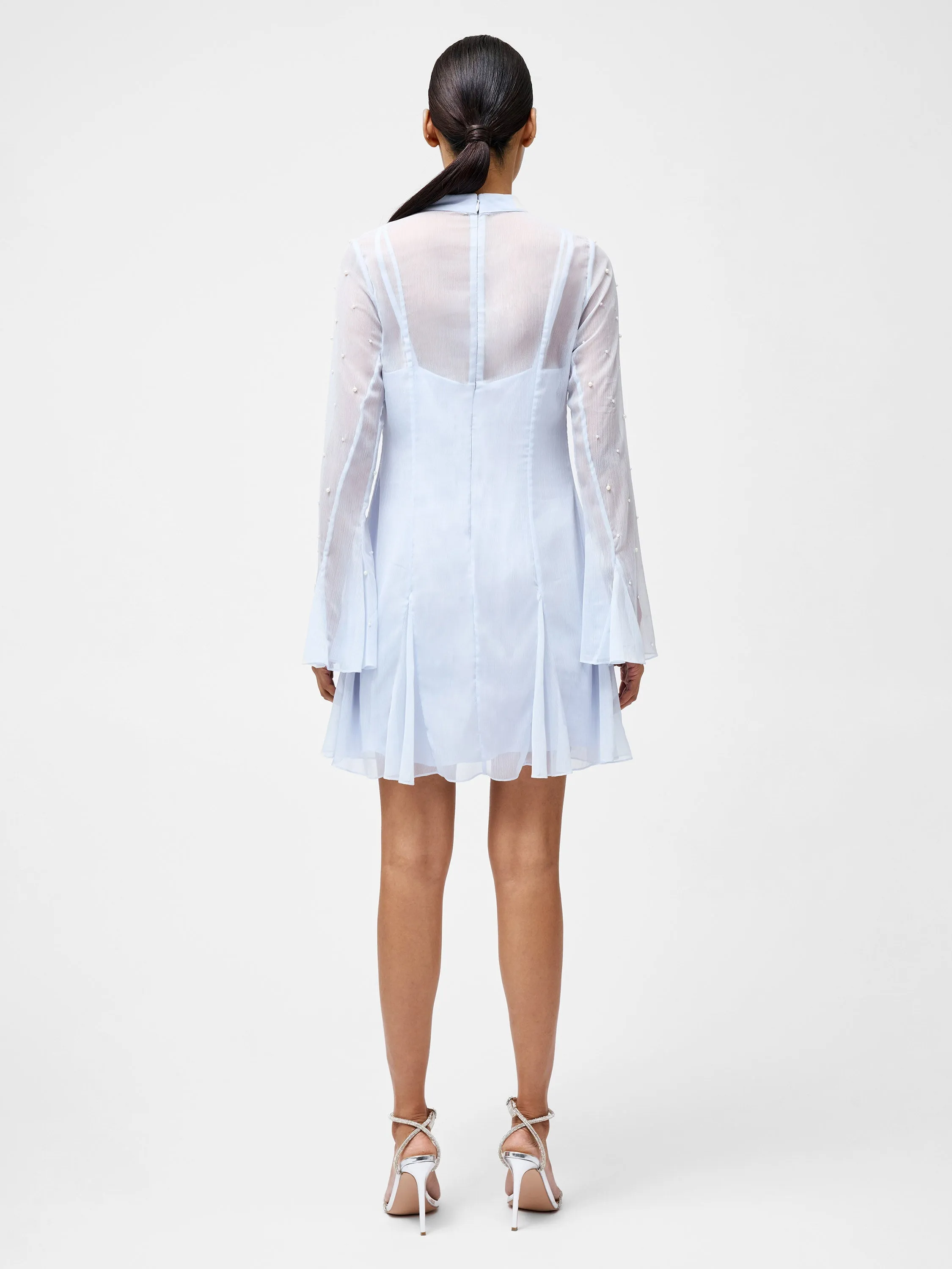 Elizabeth Chiffon Faux Pearl Mini Dress