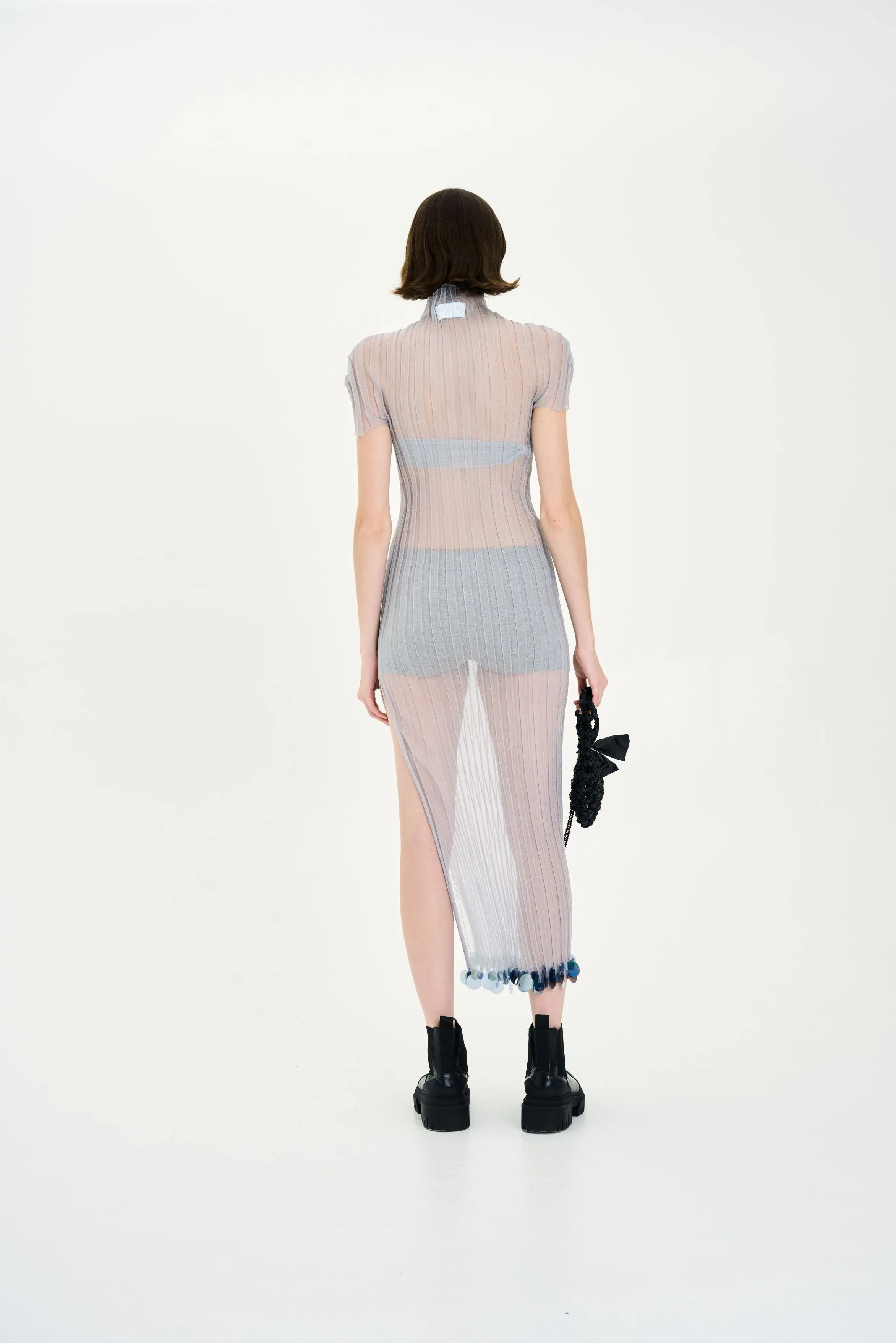 ERICA ORGANZA PLEATED SHEER DRESS