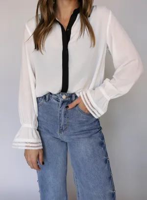 Felicity Contrast Blouse - Final Sale