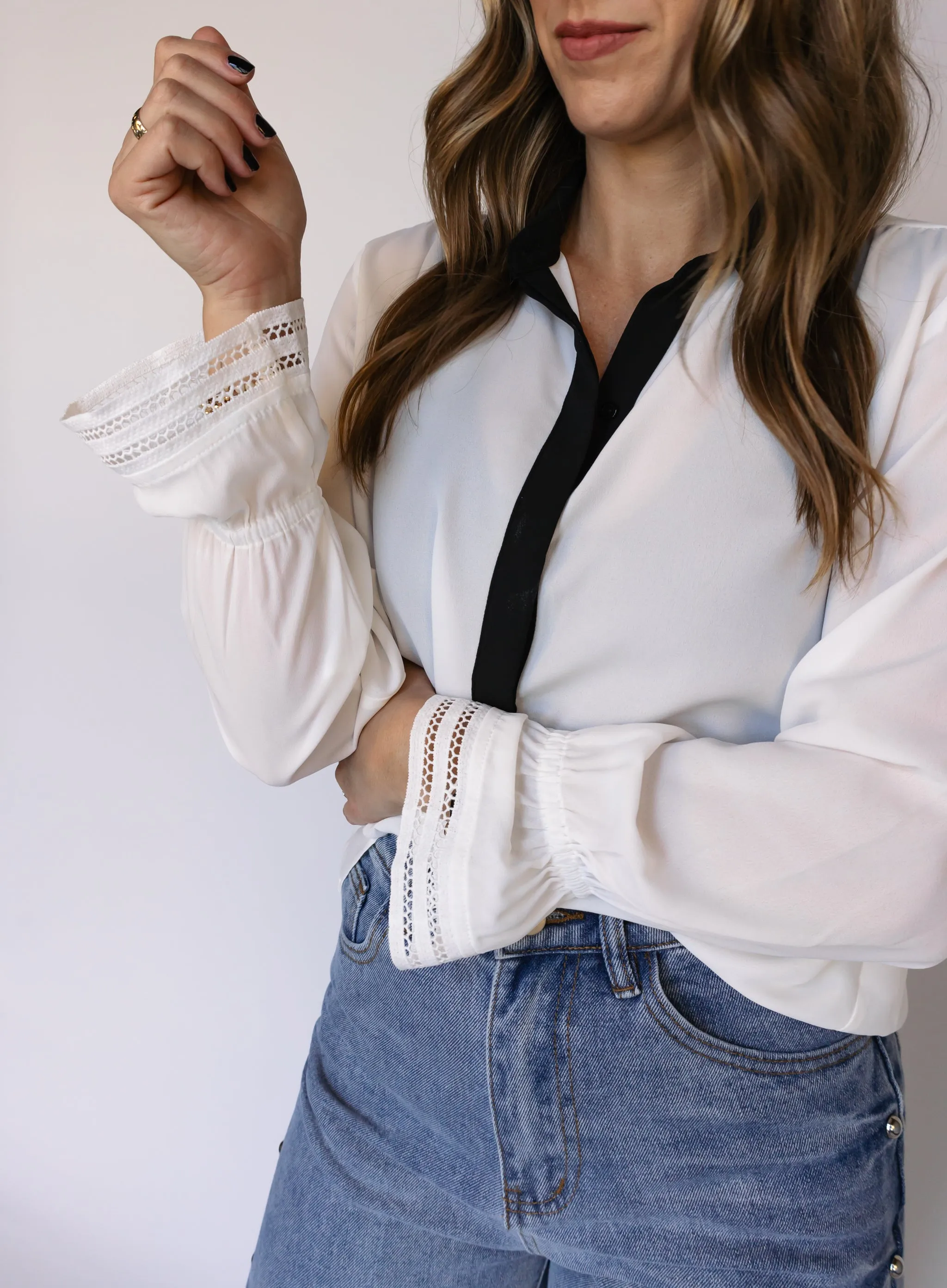 Felicity Contrast Blouse - Final Sale