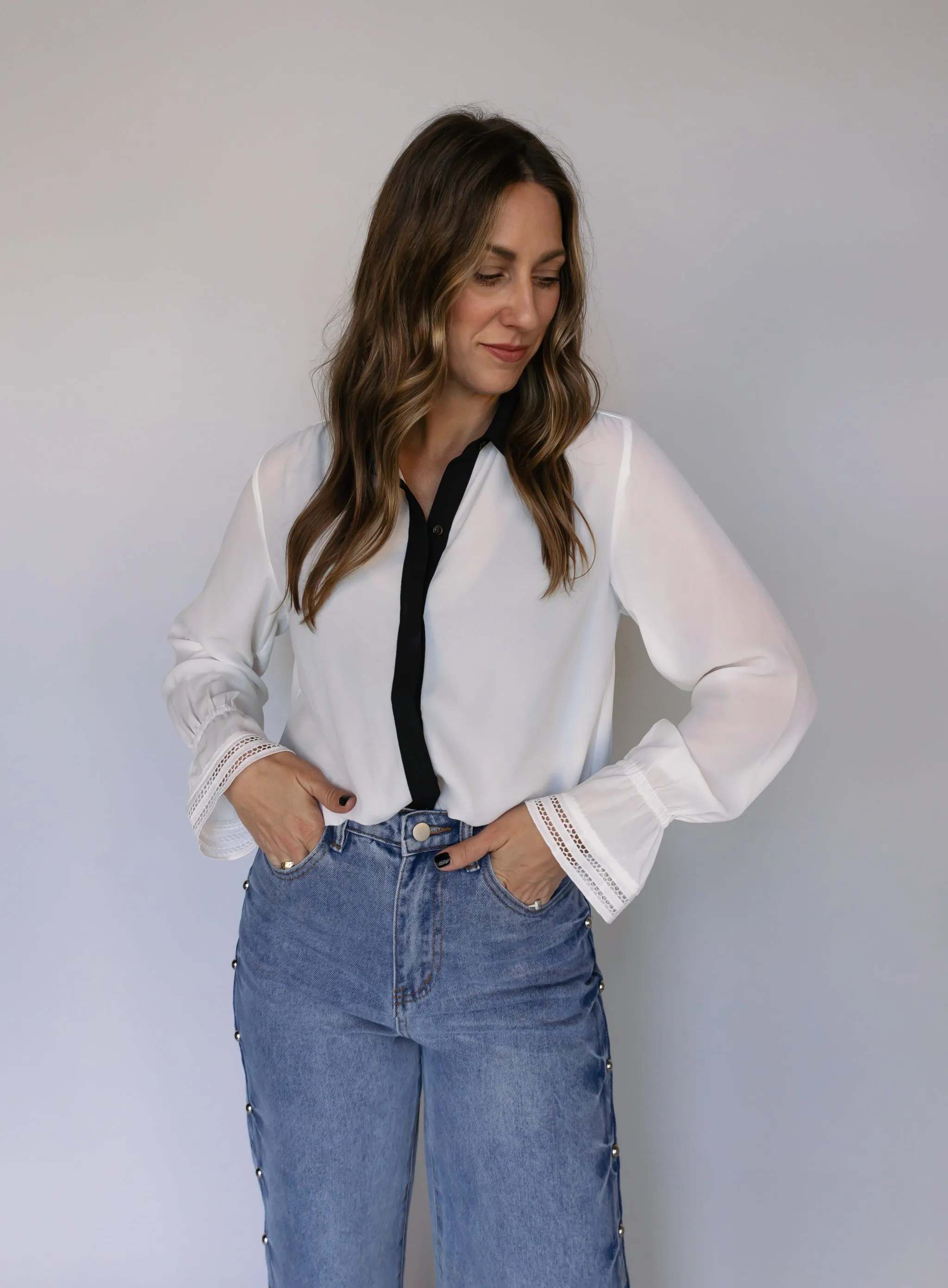 Felicity Contrast Blouse - Final Sale