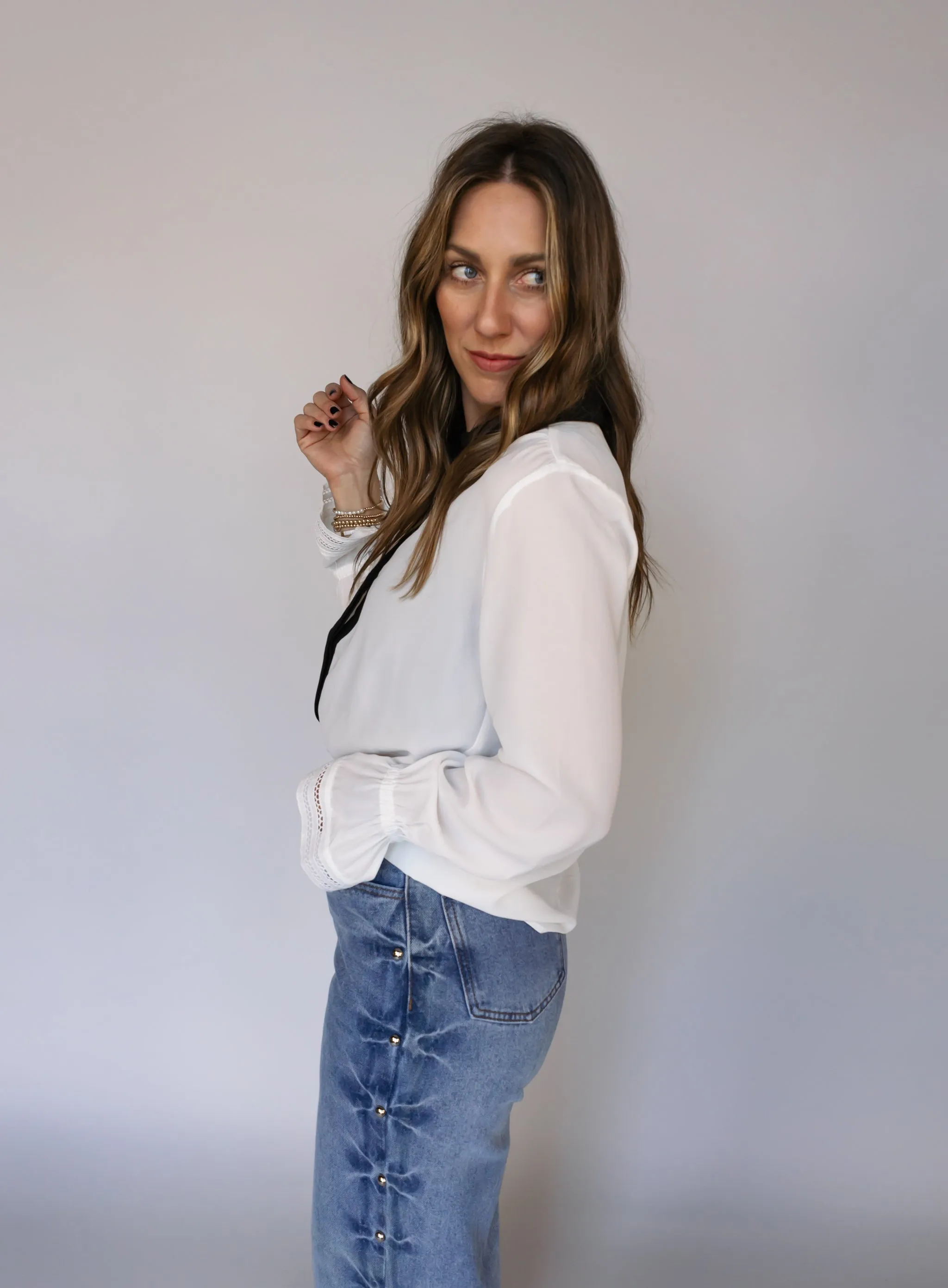 Felicity Contrast Blouse - Final Sale