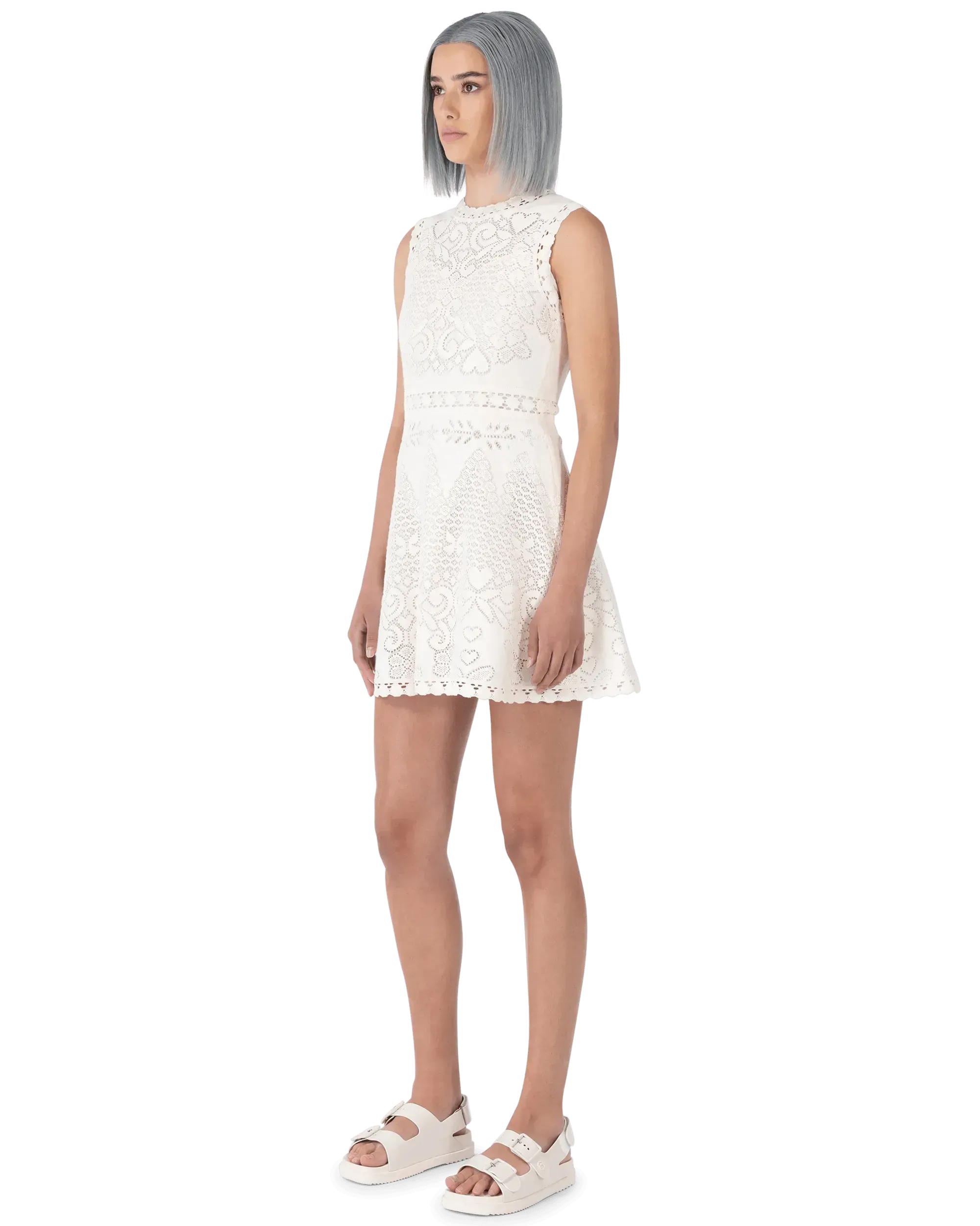 Floral Lace Short Sleeve Mini Dress