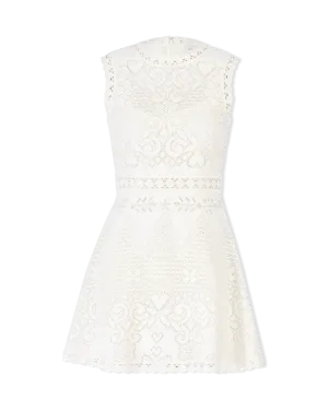 Floral Lace Short Sleeve Mini Dress