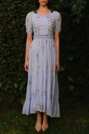 Folklore Dress in Baby Blue