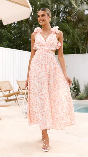 Galilhai Maxi Dress - Apricot Floral