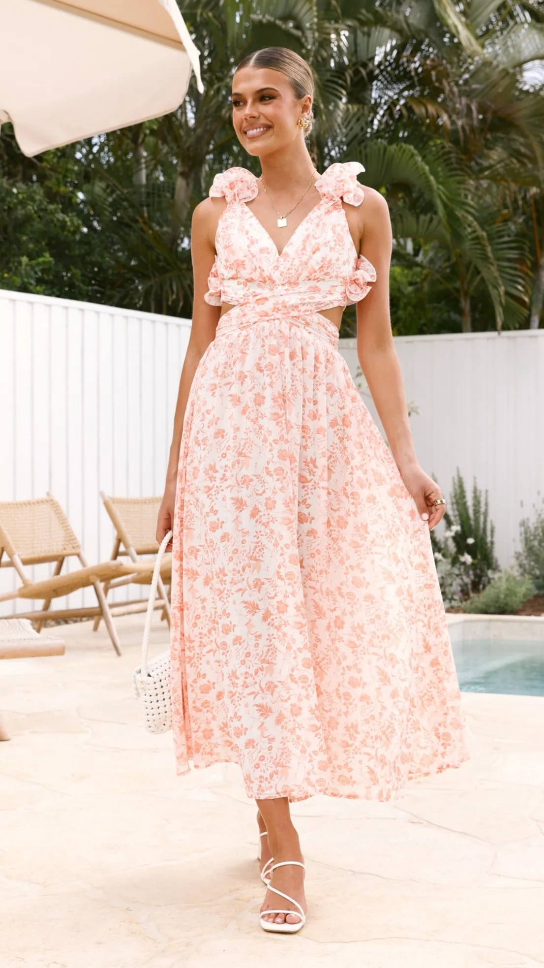 Galilhai Maxi Dress - Apricot Floral