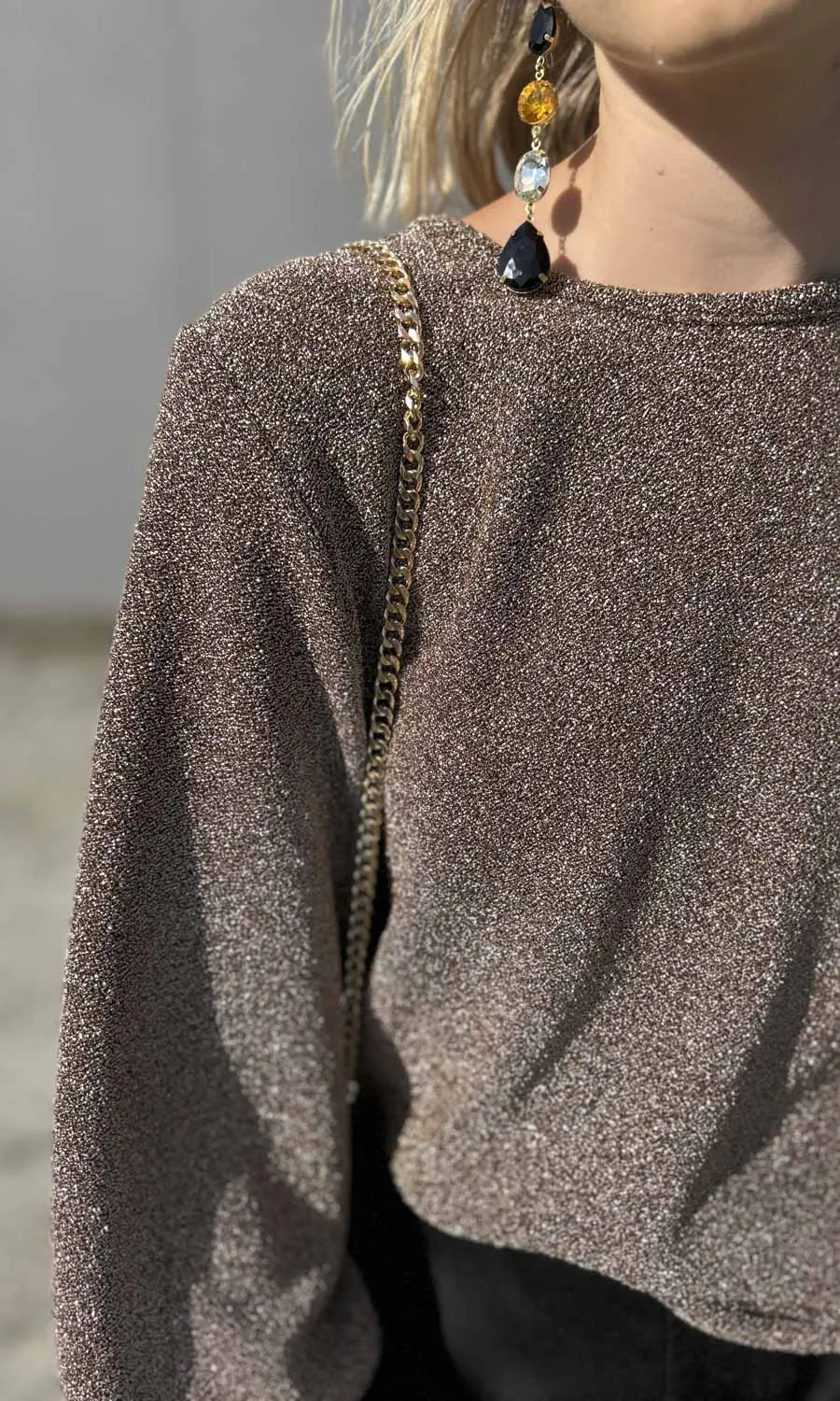 hoss Bronze Gold Glam Tie back Top