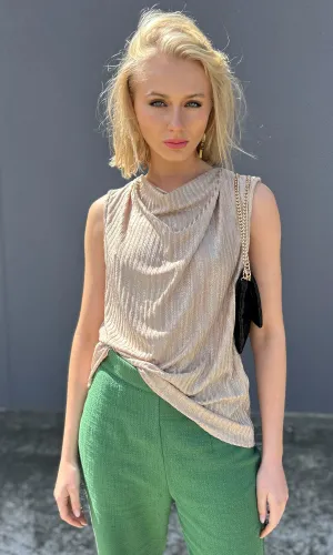 Hoss Champagne Knit Cowl Top