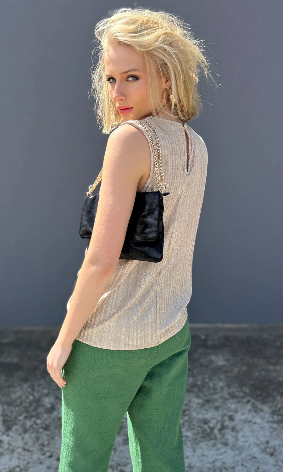 Hoss Champagne Knit Cowl Top