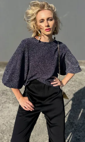 hoss MIdnight Glam Tie back Top