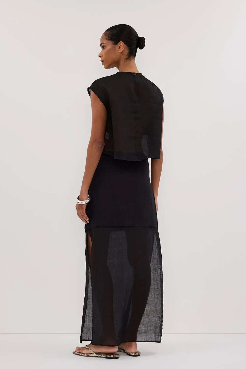 KAI BLACK RAMIE PANELLED TOP