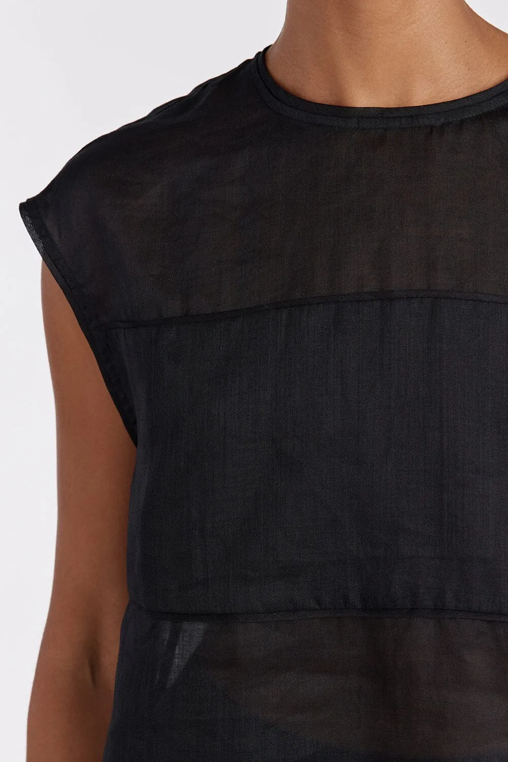 KAI BLACK RAMIE PANELLED TOP