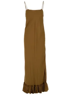 Khaite Alix Ruffled Hem Maxi Dress