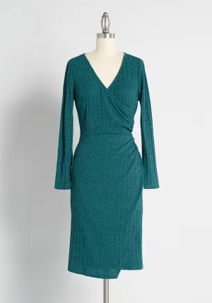 Knit on the Town Faux-Wrap Dress