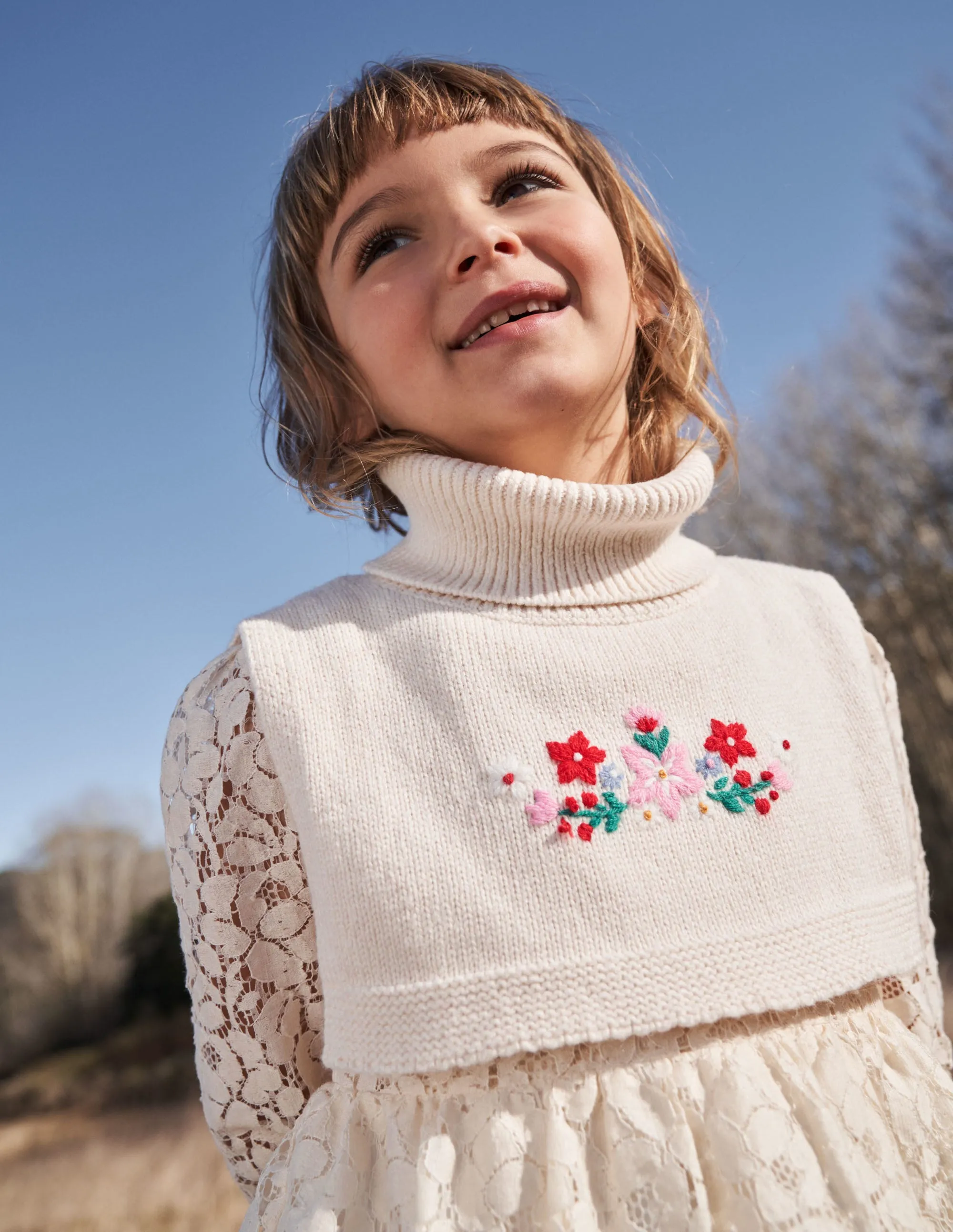 Knitted Neck Warmer-Ecru Marl