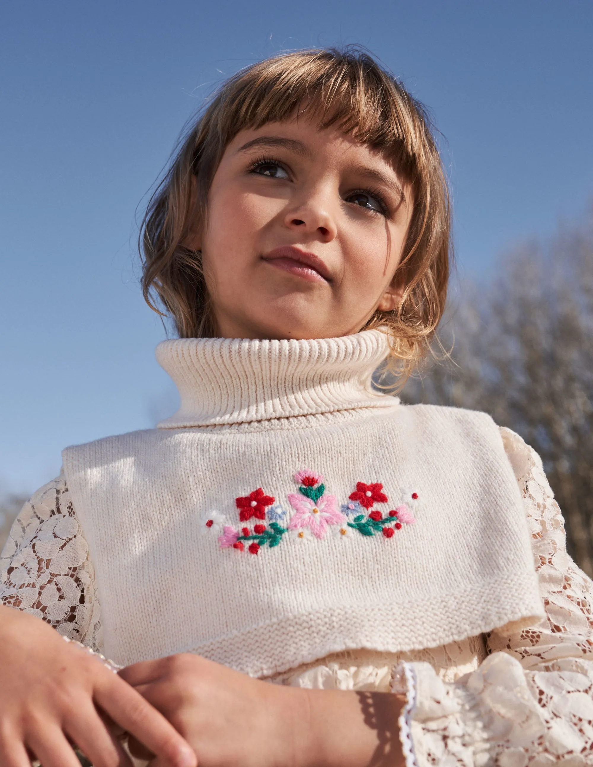 Knitted Neck Warmer-Ecru Marl