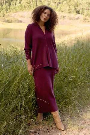 Knitted Skirt in Plum