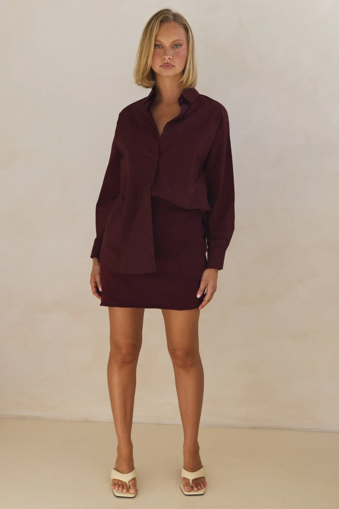 Lexie Knit Mini Skirt (Burgundy)