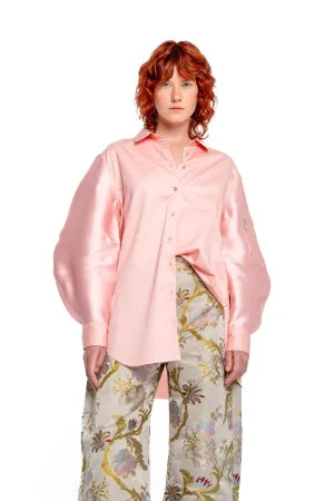 LIGHT PINK SHIRT WITH MIKADO BOMBER SLEEVES