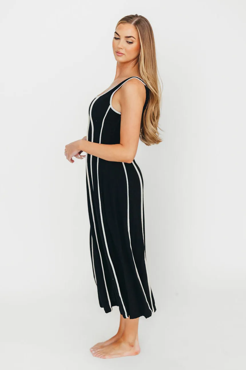 Liza Linen-Blend Midi Dress in Black